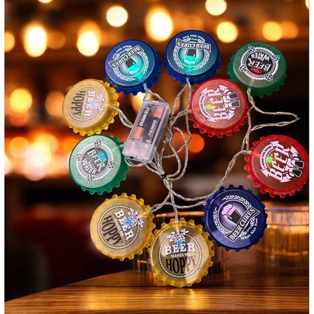 Wembley Beer Bottle Cap Lights Set of 10 Multi-Colors LIGHTS WORK‎ Barware